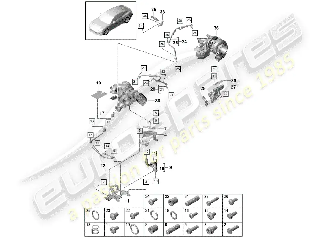 porsche 2018 (panamera 971-1) water cooling for parts diagram