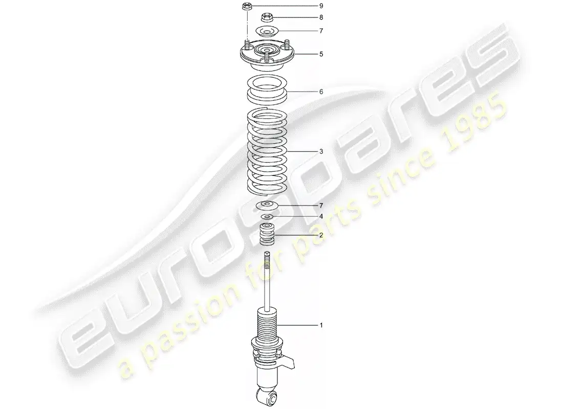 porsche 2003 (996 turbo / gt2) shock absorber - coil spring parts diagram