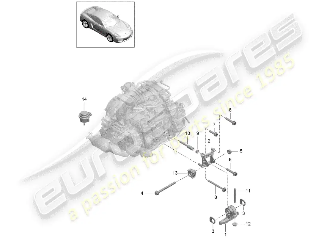 porsche 2016 (981 cayman gt4) engine suspension part diagram