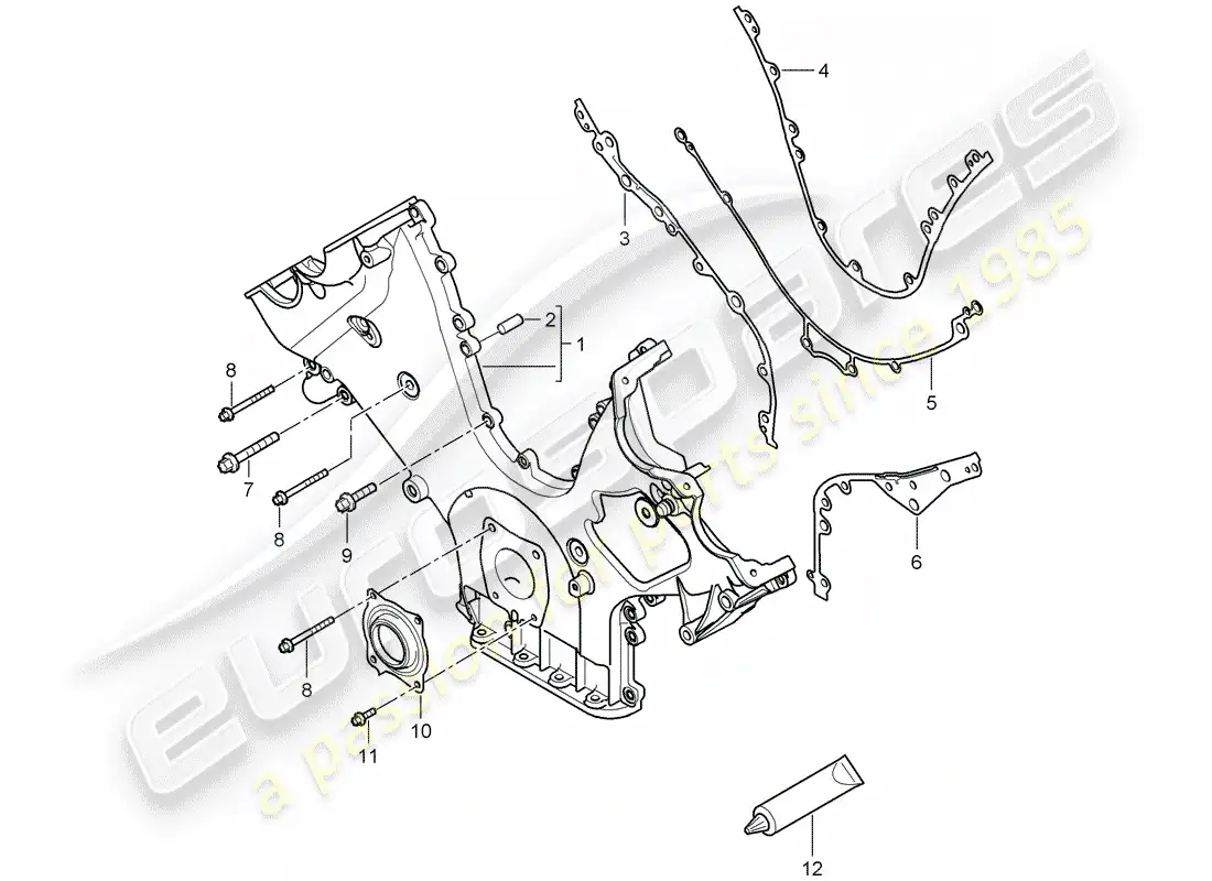 porsche 2009 (cayenne e1 9pa) cover for timing chain part diagram