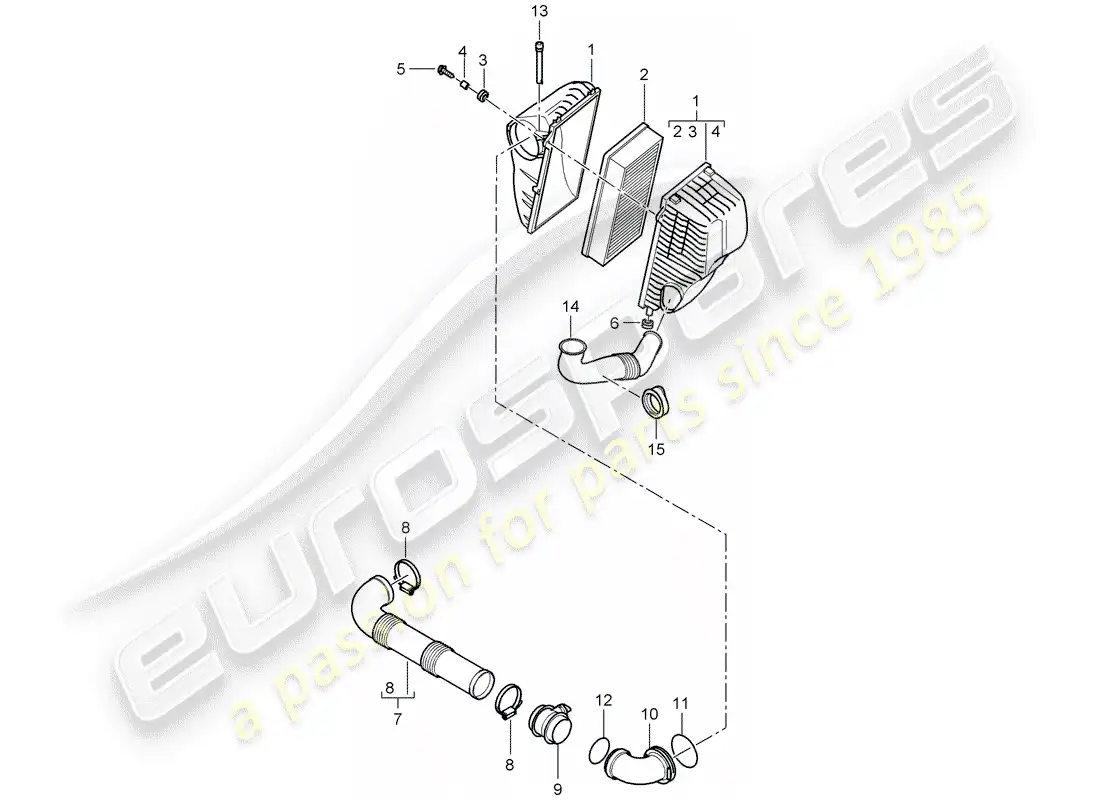 porsche 2009 (cayenne e1 9pa) air cleaner system part diagram
