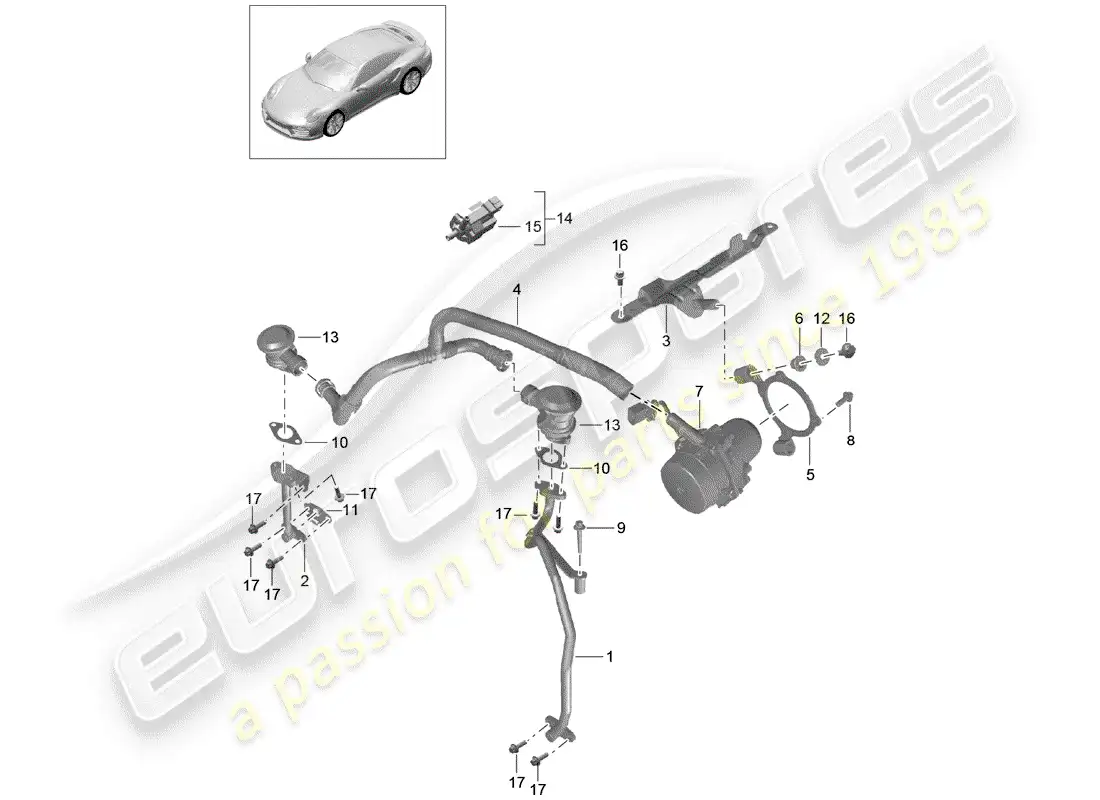 porsche 2016 (991-1 turbo) secondary air pump parts diagram