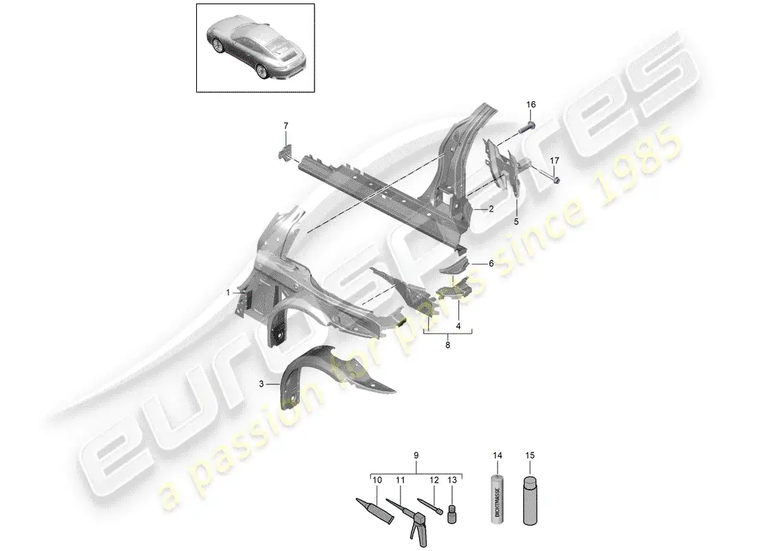 porsche 2017 (991-2) side panel parts diagram