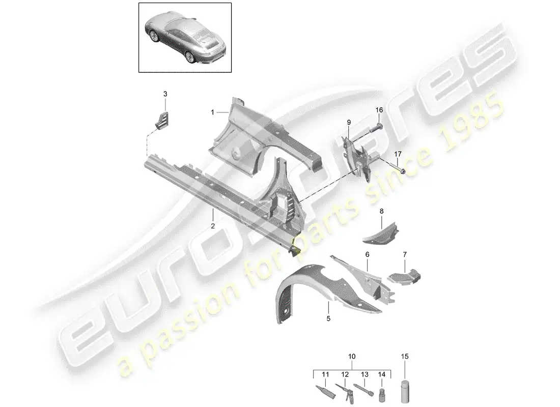 porsche 2017 (991-2) side panel parts diagram