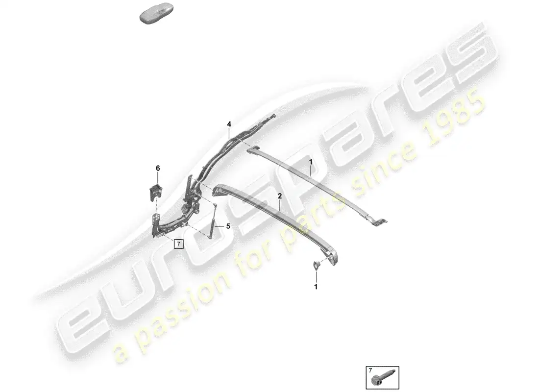porsche 2019 (718 boxster spyder) top frame parts diagram