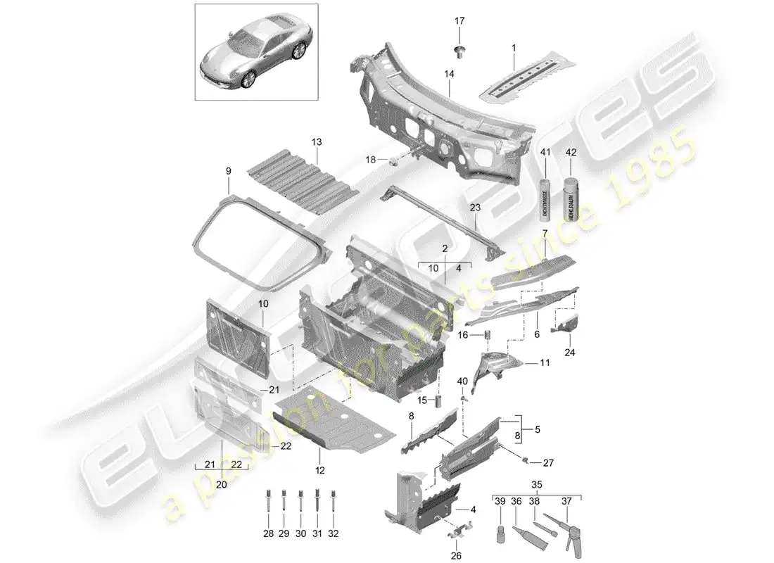 porsche 2013 (991-1) front end parts diagram