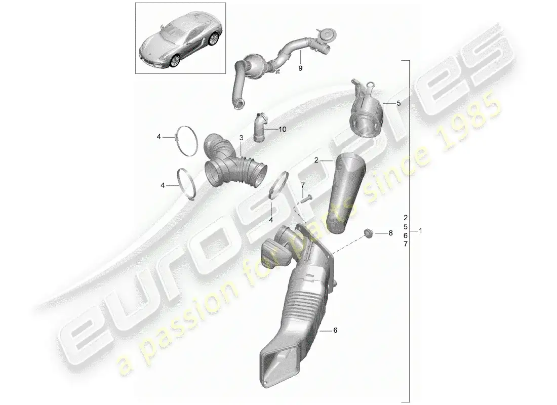 porsche 2014 (981 cayman) air cleaner parts diagram