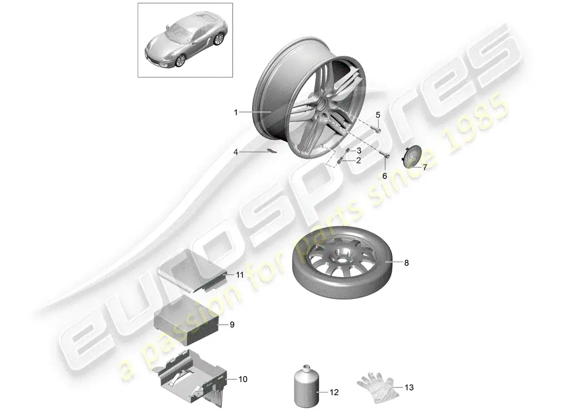 porsche 2014 (981 cayman) wheels parts diagram