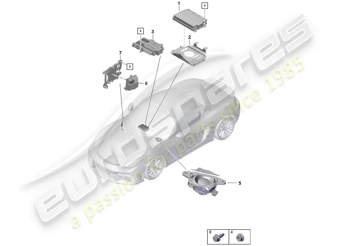 porsche 2019 (718 boxster spyder) amplifier parts diagram