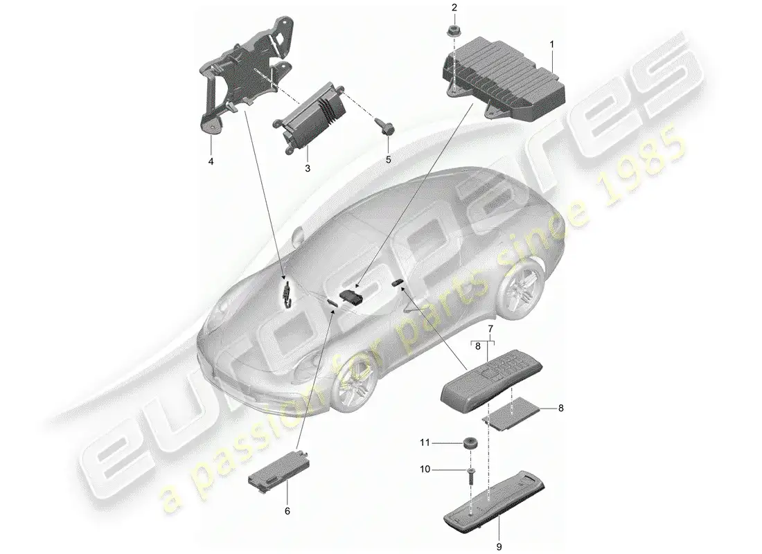 porsche 2013 (991-1) amplifier parts diagram