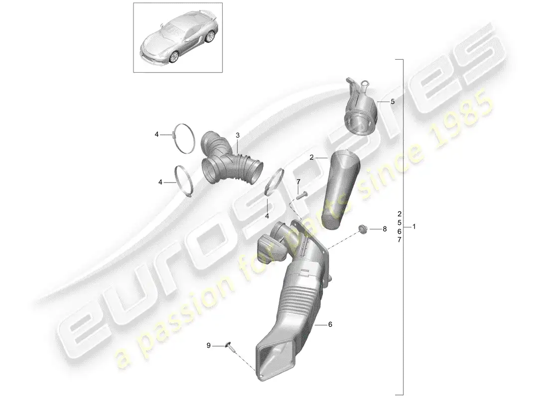 porsche 2016 (981 cayman gt4) air cleaner part diagram
