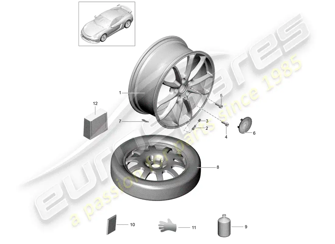 porsche 2016 (981 cayman gt4) wheels part diagram