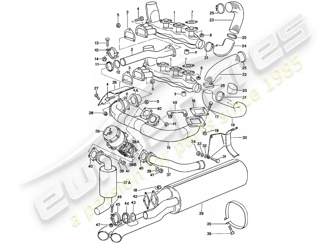 porsche 1979 (911) exhaust system parts diagram