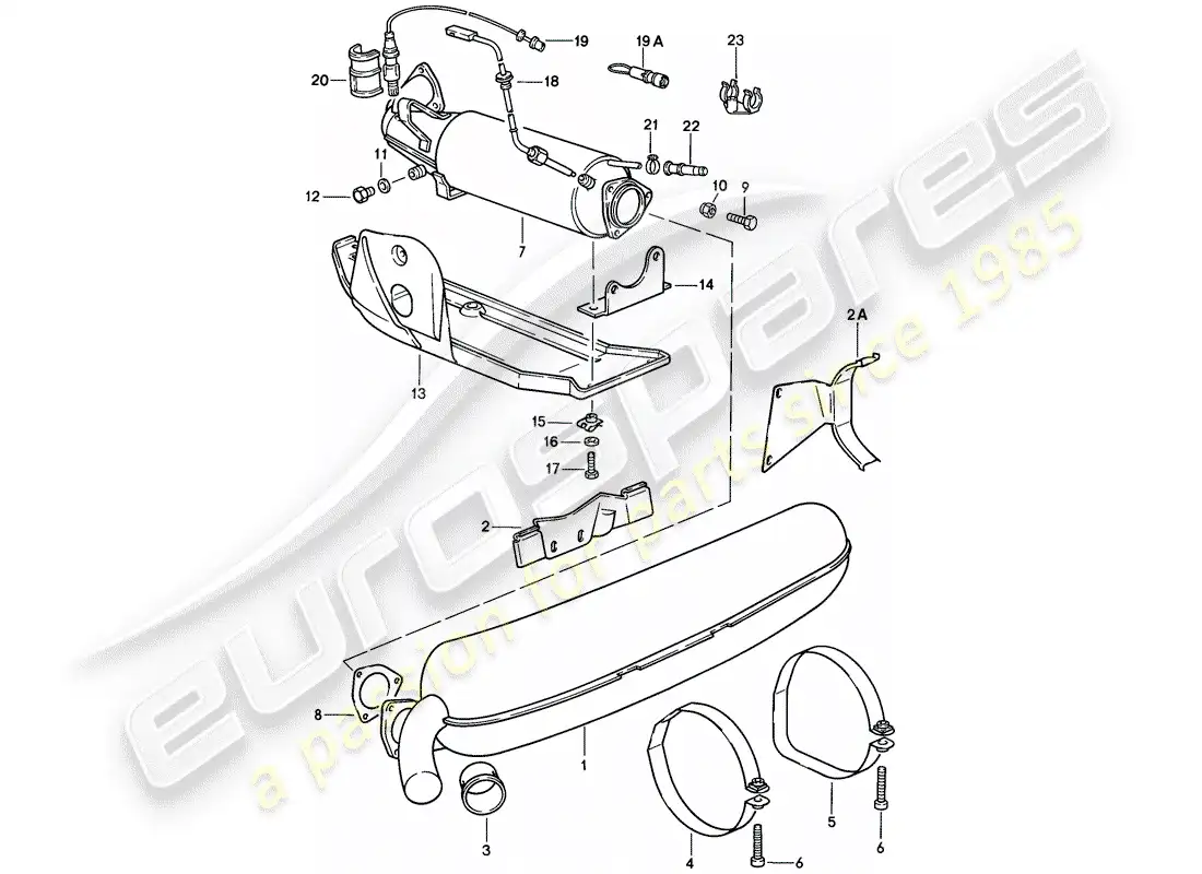 porsche 1989 (911) exhaust system parts diagram