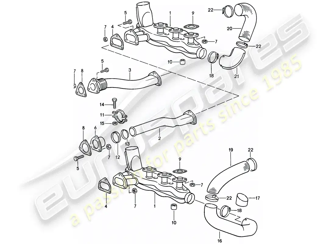 porsche 1989 (911) exhaust system parts diagram