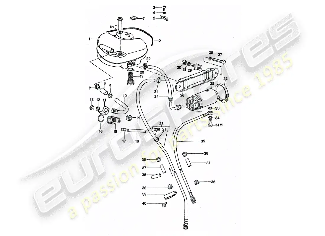 porsche 1975 (911 turbo) fuel system - d - mj 1975>> - mj 1975 parts diagram