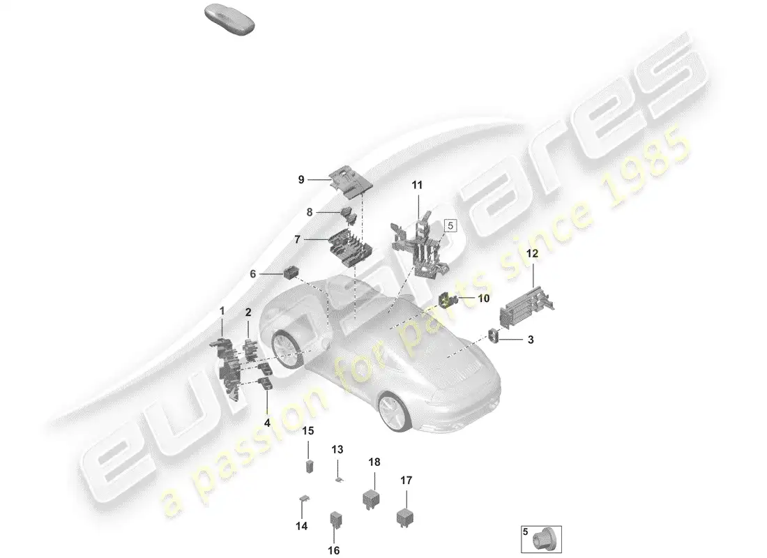 porsche 2020 (992-1) fuse box/relay plate parts diagram