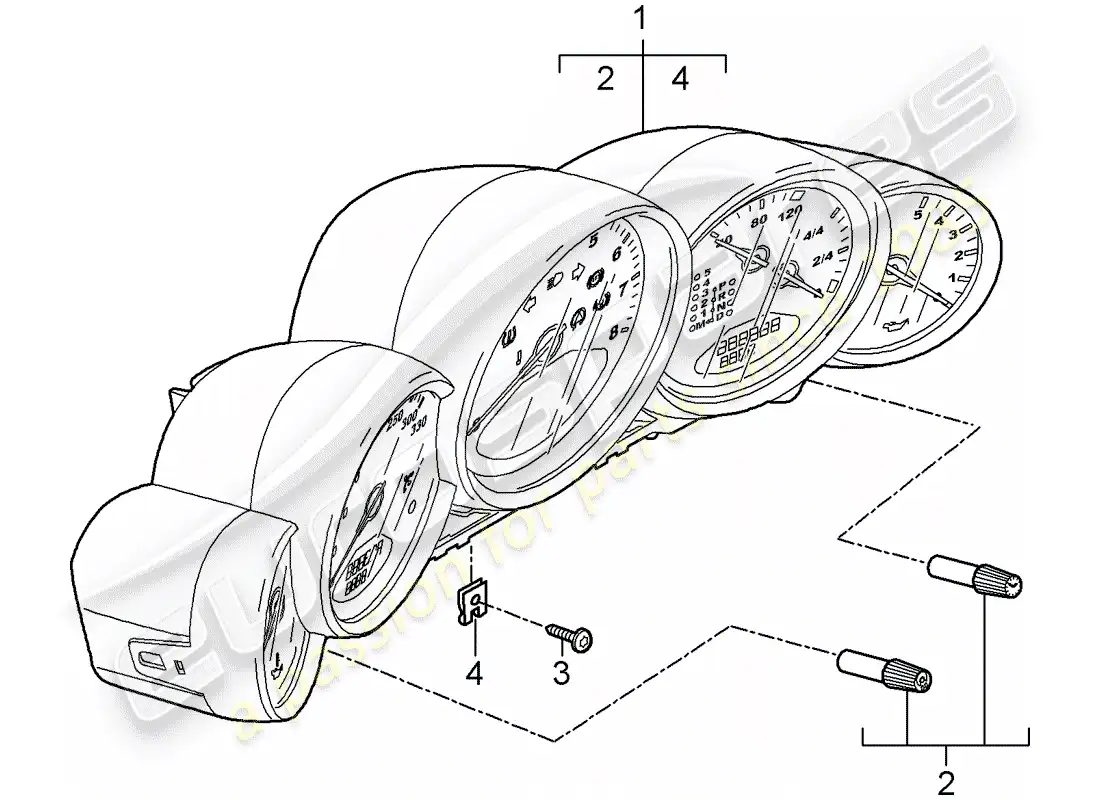 porsche 2012 (997-2 turbo / gt2 rs) instruments parts diagram