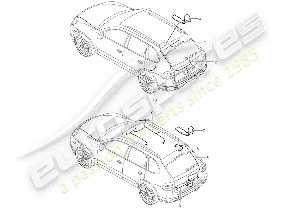 porsche 2007 (cayenne e1 9pa) wiring harnesses parts diagram