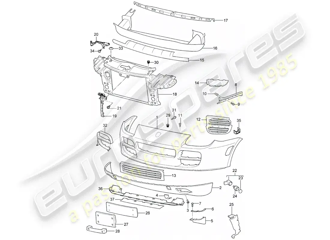 porsche 2003 (cayenne e1 9pa) lining parts diagram