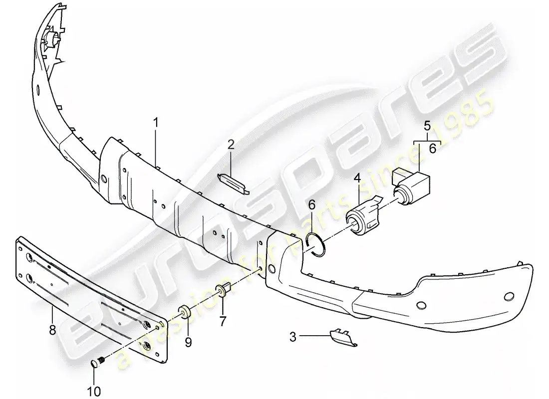 porsche 2003 (cayenne e1 9pa) bumper guards parts diagram
