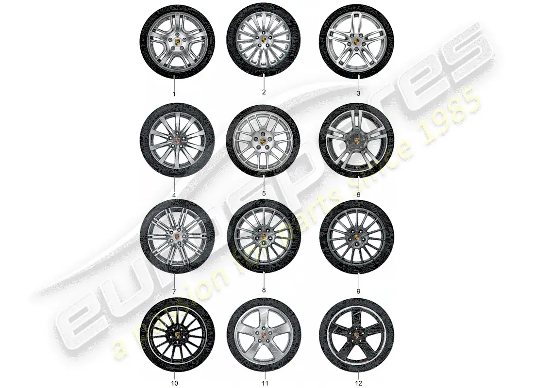 porsche 2014 (tequipment panamera) wheel disc 'alum.' with parts diagram