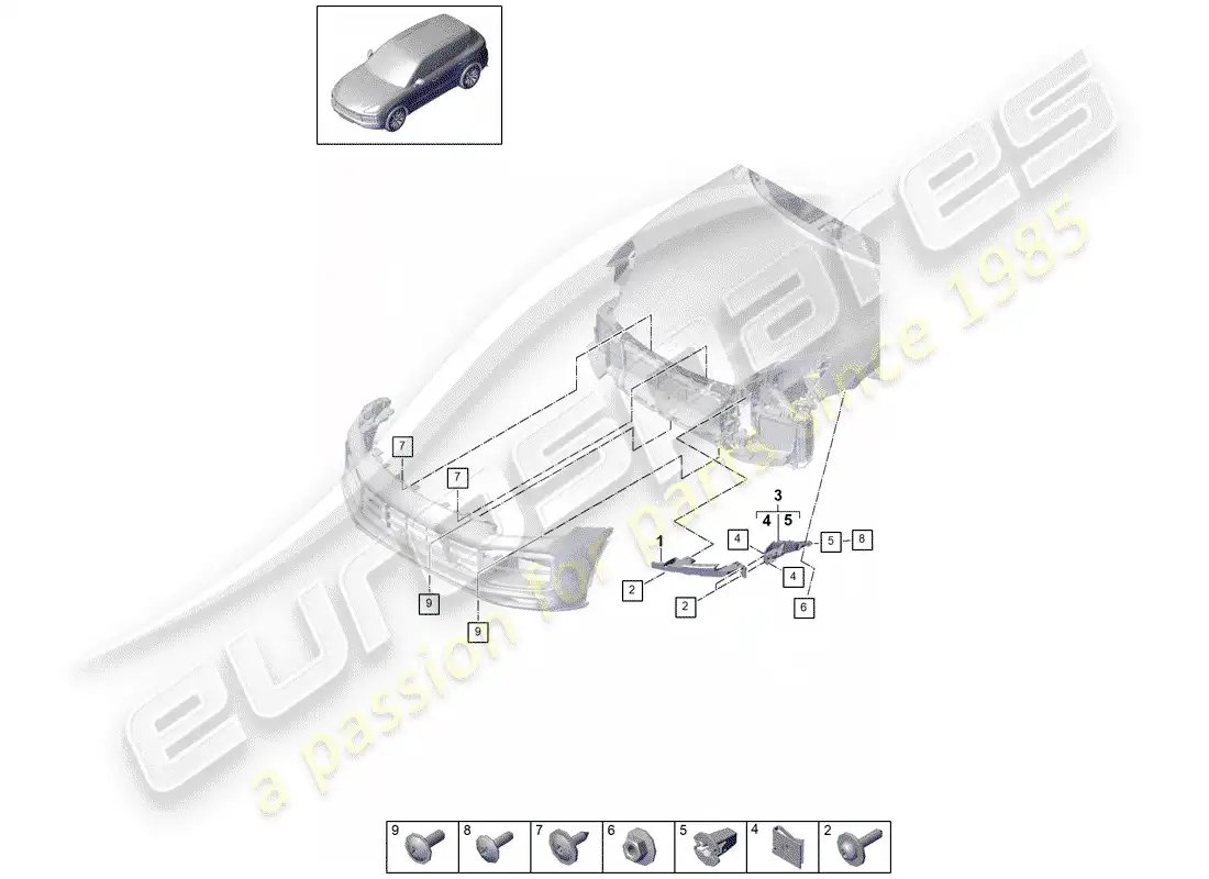 porsche 2020 (cayenne e3 9ya/9yb) fasteners part diagram