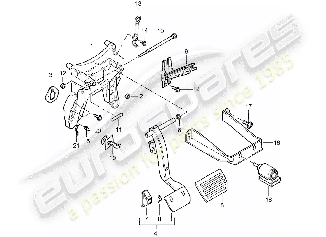 porsche 2003 (cayenne e1 9pa) brake and acc. pedal assembly parts diagram