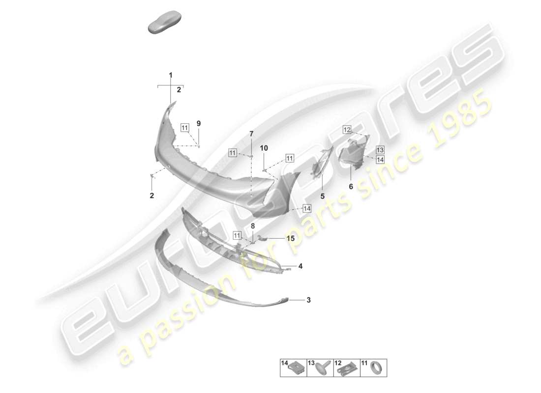 porsche 2023 (taycan 9j1-1) bumper front for equipment variant: basic part diagram