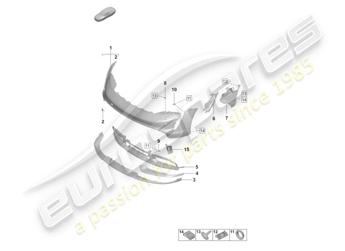 porsche 2021 (taycan 9j1-1) bumper front turbo part diagram