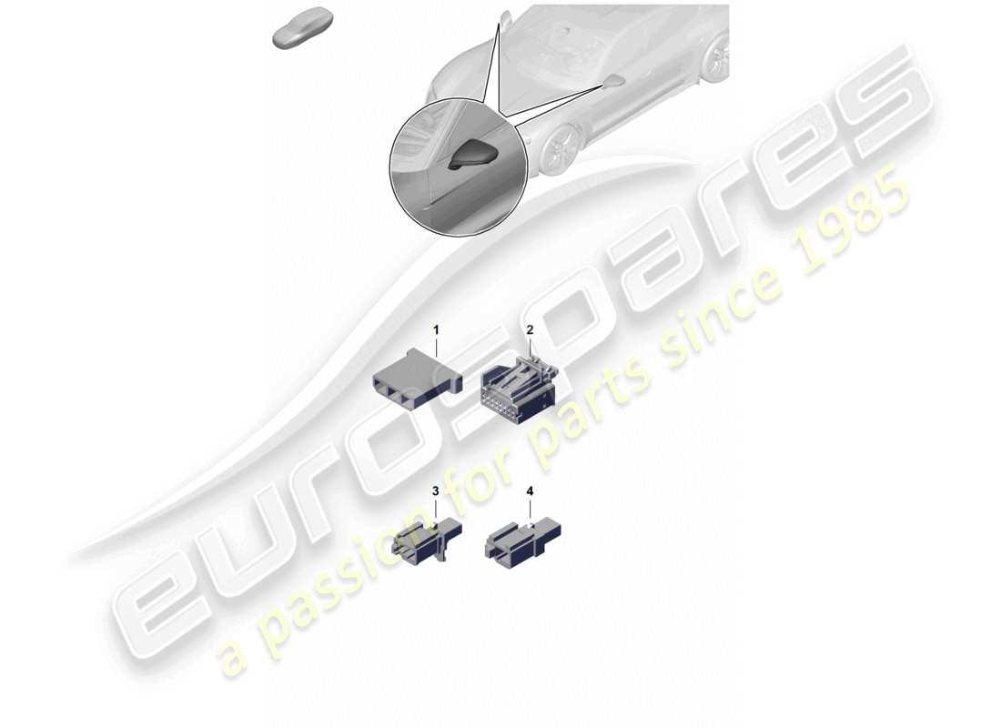 porsche 2022 (taycan 9j1-1) connector housing for exterior mirror part diagram