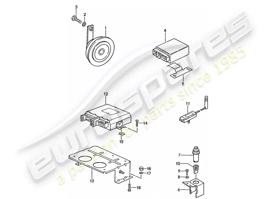 porsche 1990 (944) alarm system parts diagram