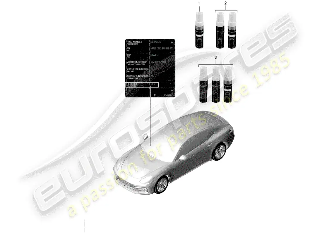 porsche 2018 (panamera 971-1) paint touch-up stick parts diagram