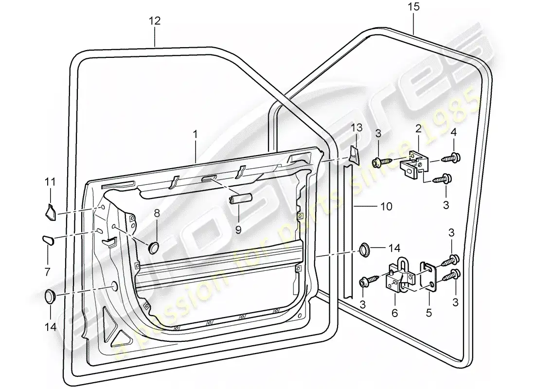 porsche 2009 (cayenne e1 9pa) door shell part diagram