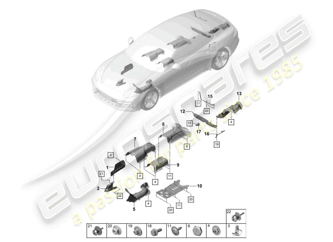 porsche 2021 (panamera 971-1) trims heat insulation underbody parts diagram