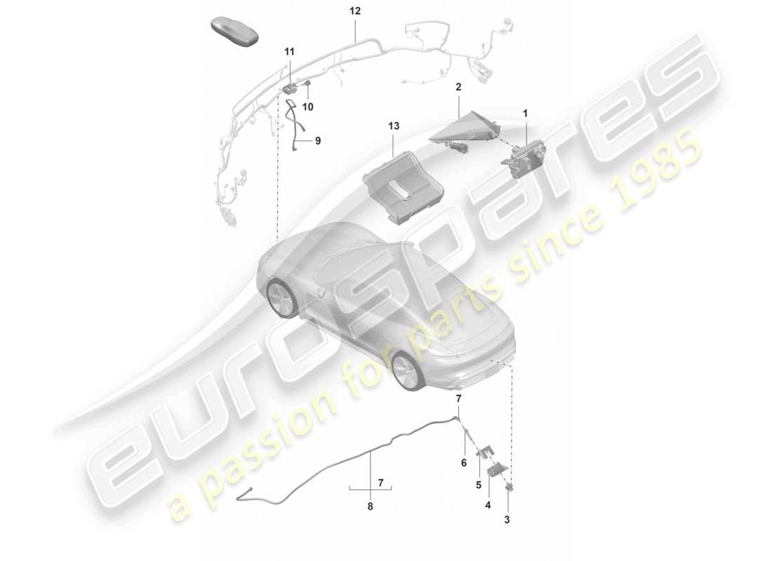 porsche 2020 (taycan 9j1-1) front camera for driver assistance programs reversing camera real top view part diagram