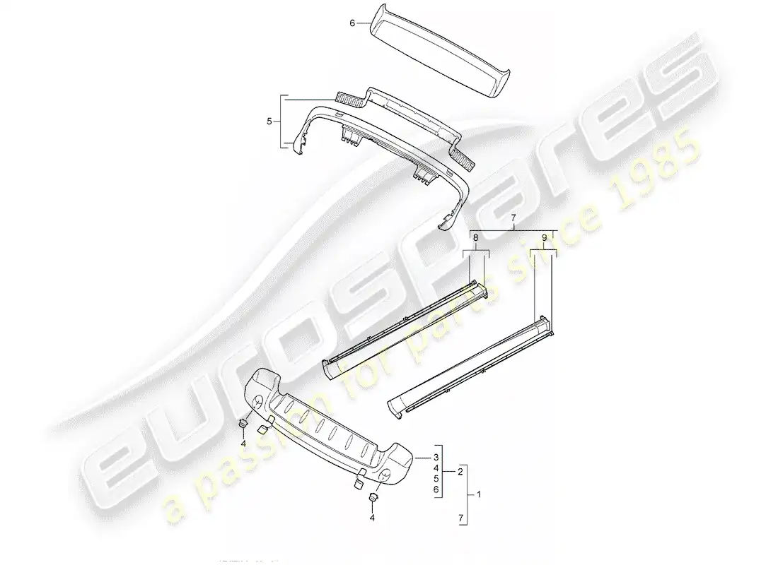porsche 2006 (tequipment cayenne) sport design package parts diagram