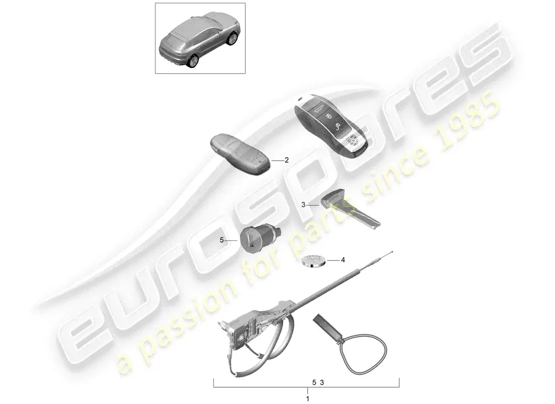 porsche 2020 (macan) 1 set of locks part diagram