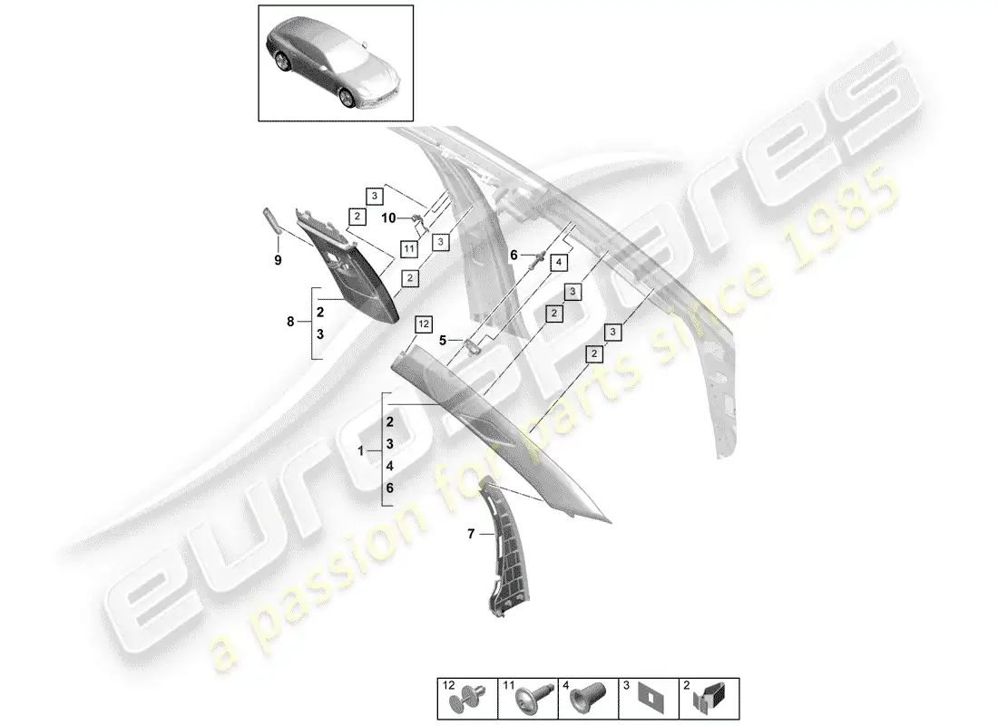 porsche 2019 (panamera 971-1) lining parts diagram