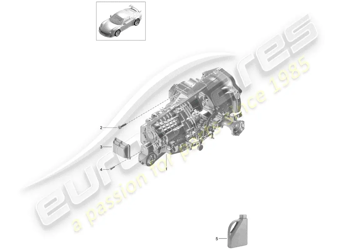 porsche 2016 (991-1 r/gt3/rs) manual gearbox parts diagram