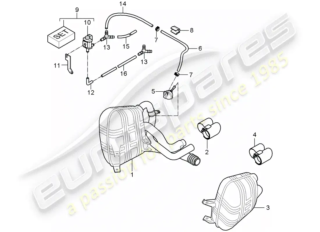 porsche 2008 (997-1) exhaust system parts diagram