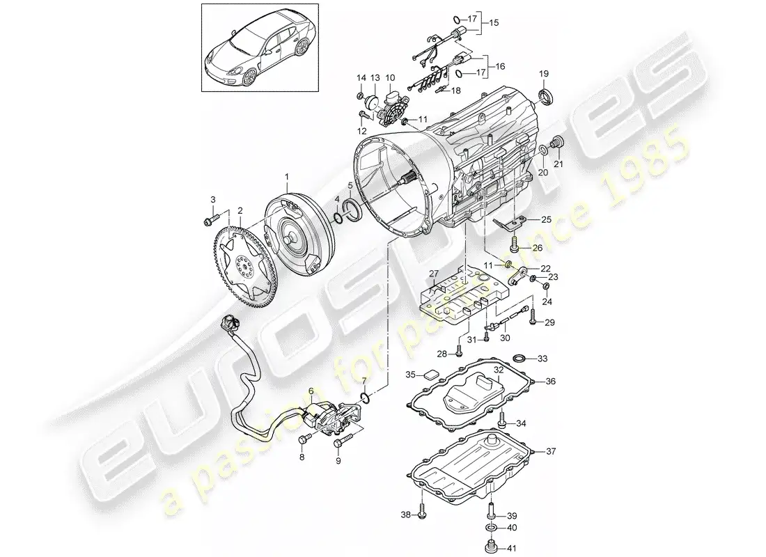 porsche 2014 (panamera 970) replacement transmission parts diagram
