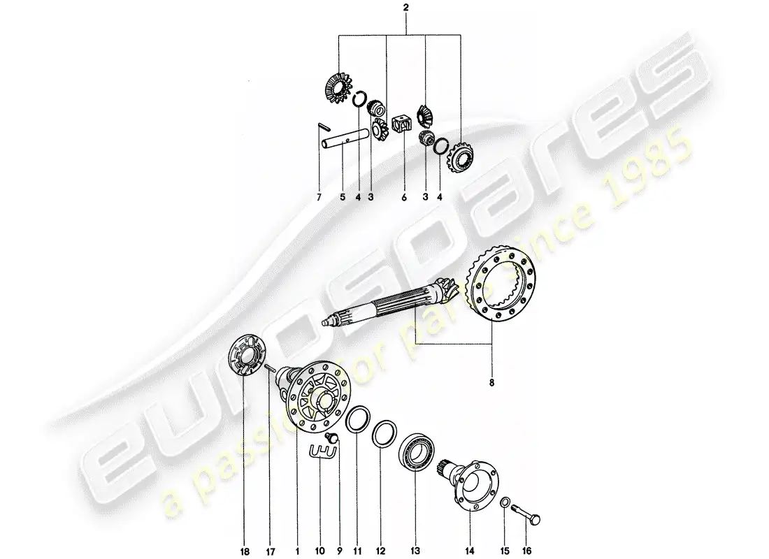 porsche 1977 (911) differential parts diagram