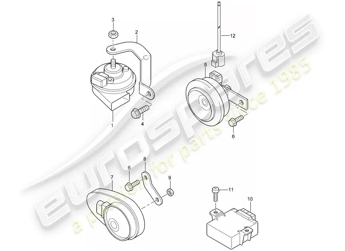 porsche 2004 (cayenne e1 9pa) fanfare horn parts diagram