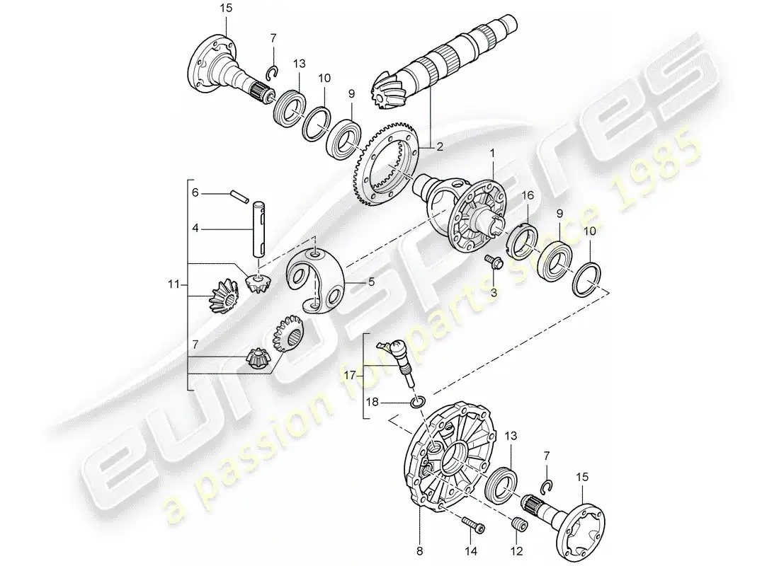 porsche 2007 (987 boxster) differential parts diagram