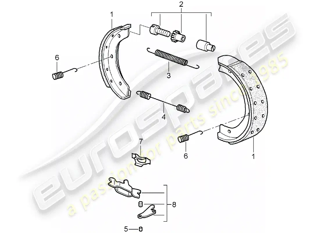 porsche 2005 (997-1) handbrake parts diagram