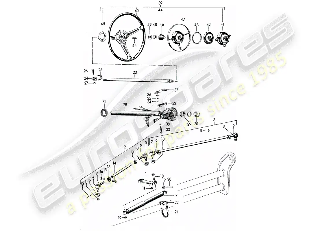 porsche 1962 (356b/356c) steering parts parts diagram