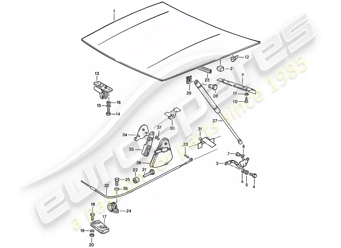 porsche 1987 (924s) cover - actuator parts diagram