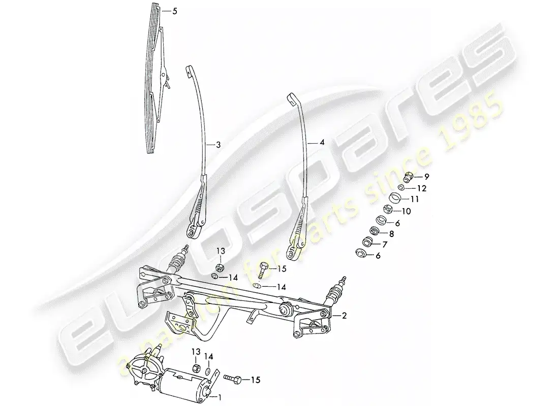 porsche 1971 (911) windscreen wiper system parts diagram