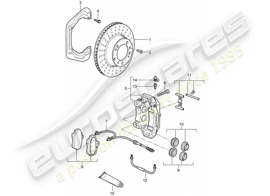 porsche 2005 (997-1) disc brakes parts diagram